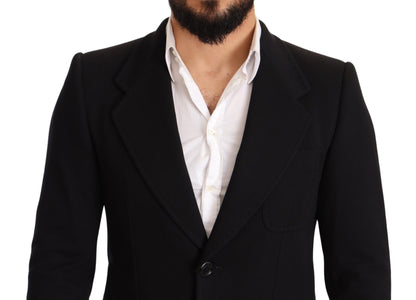 Dolce &amp; Gabbana Blazer elegante slim fit in cotone nero