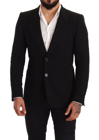 Dolce &amp; Gabbana Blazer elegante slim fit in cotone nero