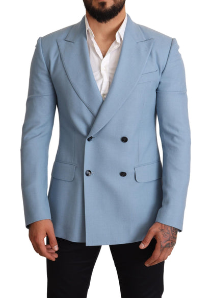 Dolce &amp; Gabbana Blazer da Uomo Elegante in Cashmere-Seta Blu