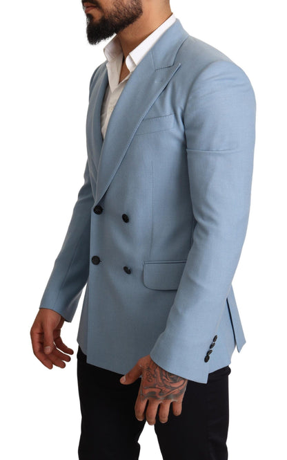 Dolce &amp; Gabbana Blazer da Uomo Elegante in Cashmere-Seta Blu