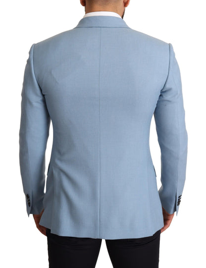 Dolce &amp; Gabbana Blazer da Uomo Elegante in Cashmere-Seta Blu