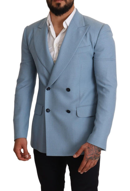 Dolce &amp; Gabbana Blazer da Uomo Elegante in Cashmere-Seta Blu