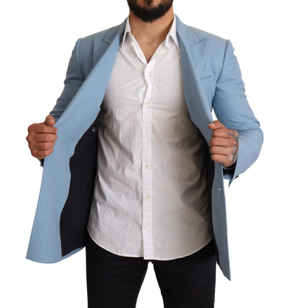 Dolce &amp; Gabbana Blazer da Uomo Elegante in Cashmere-Seta Blu