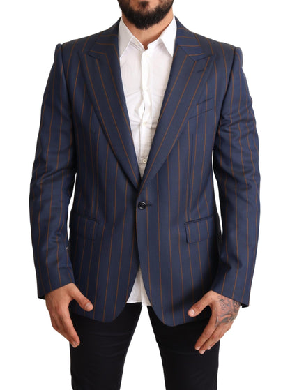 Dolce &amp; Gabbana Blazer elegante slim fit in lana a righe blu