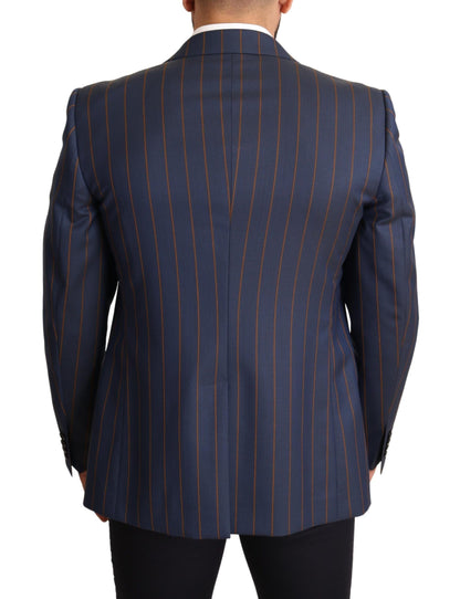 Dolce &amp; Gabbana Blazer elegante slim fit in lana a righe blu