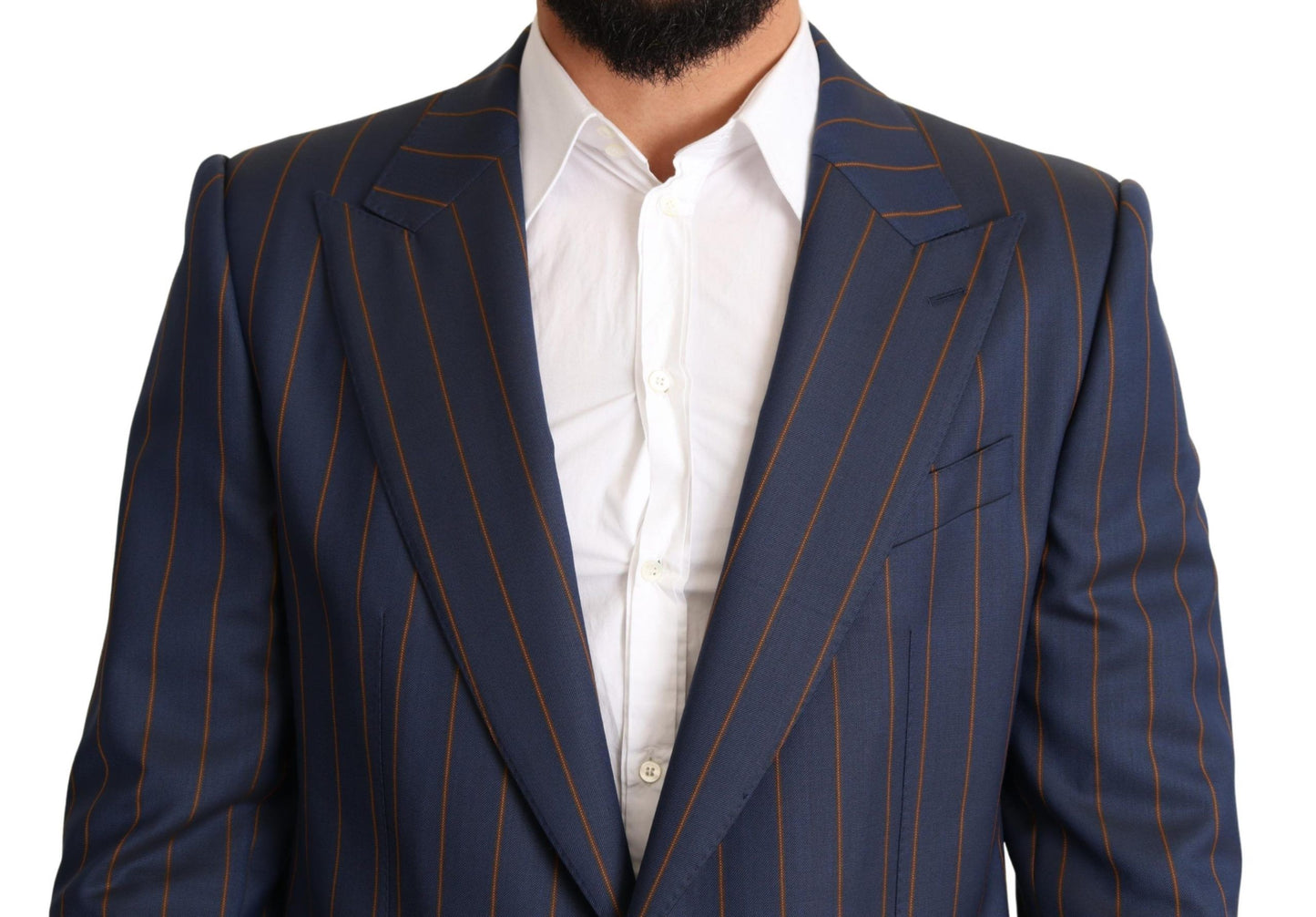 Dolce &amp; Gabbana Blazer elegante slim fit in lana a righe blu