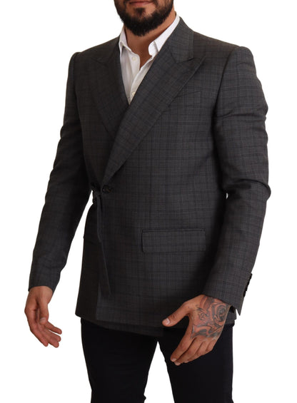 Blazer doppiopetto slim fit Martini a quadri grigio chic Dolce &amp; Gabbana