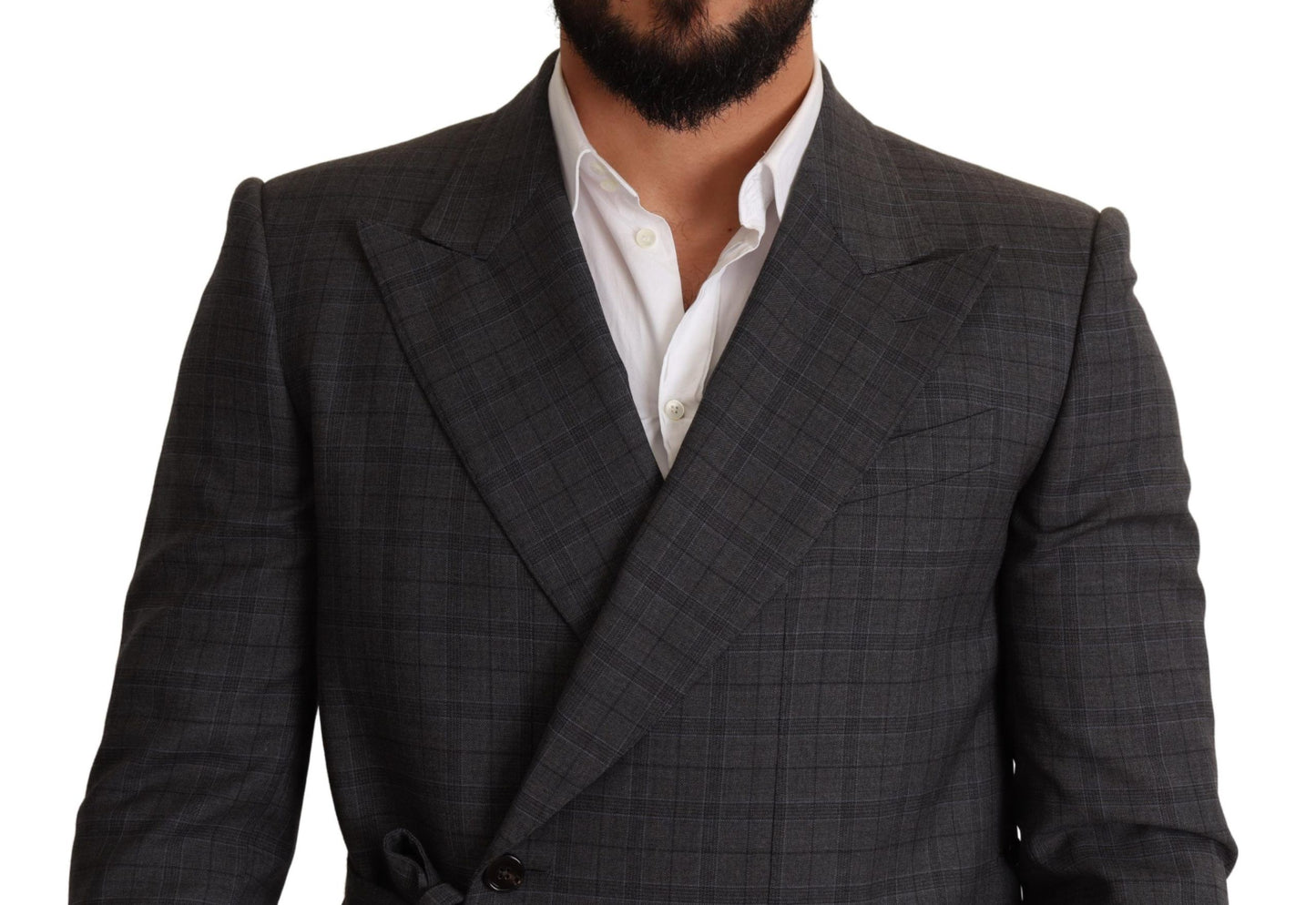 Blazer doppiopetto slim fit Martini a quadri grigio chic Dolce &amp; Gabbana