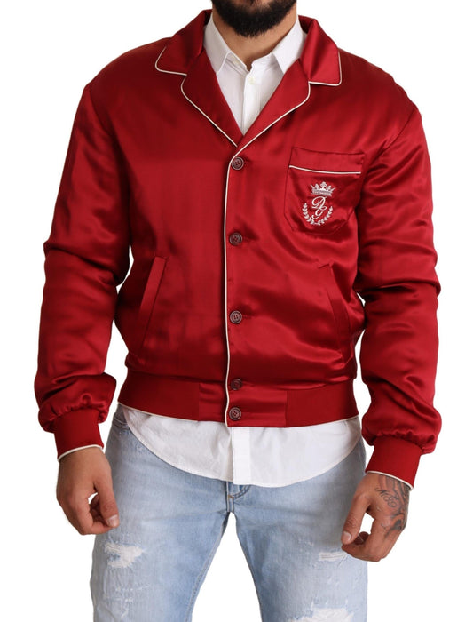 Dolce &amp; Gabbana Sontuosa giacca bomber rossa in seta