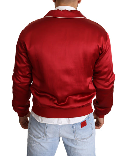 Dolce &amp; Gabbana Sontuosa giacca bomber rossa in seta