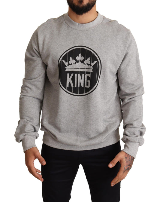 Dolce &amp; Gabbana Maglione in cotone Regal Crown - Grigio sofisticato