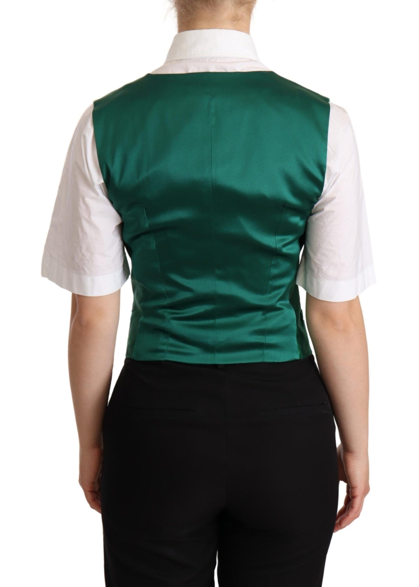 Dolce &amp; Gabbana Elegante Gilet In Misto Seta Verde