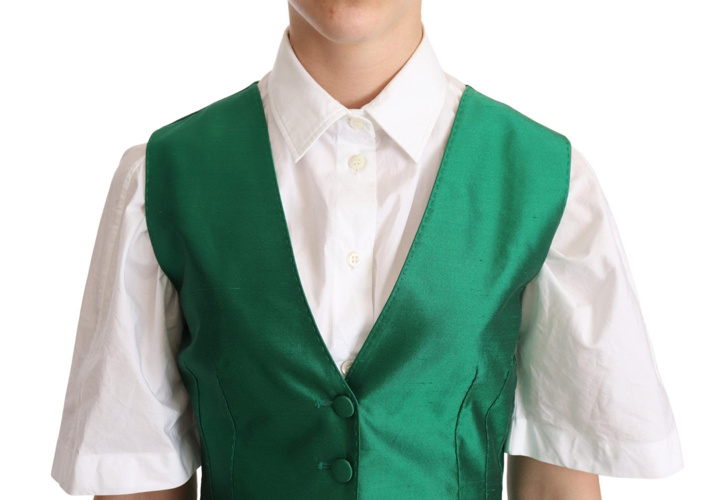 Dolce &amp; Gabbana Elegante Gilet In Misto Seta Verde