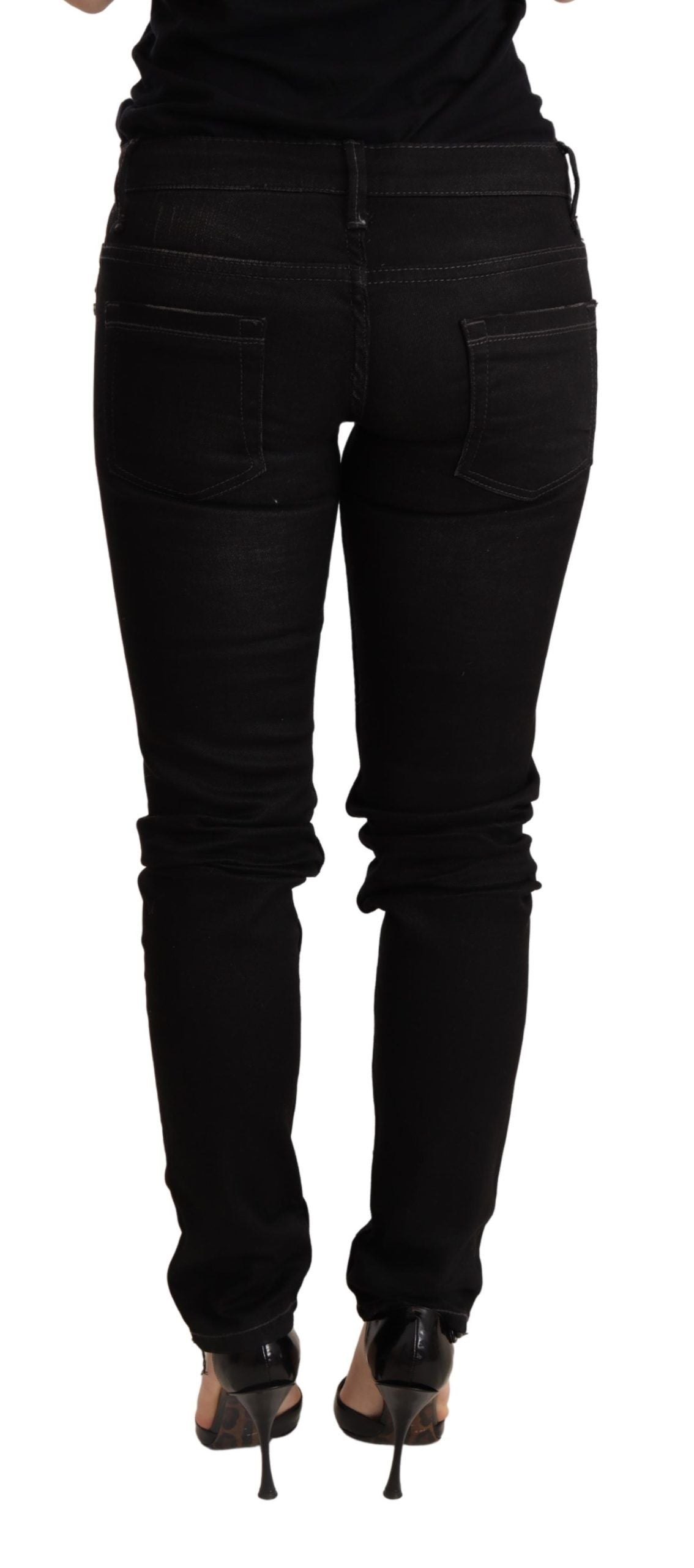 Denim skinny Acht Chic nero a vita bassa