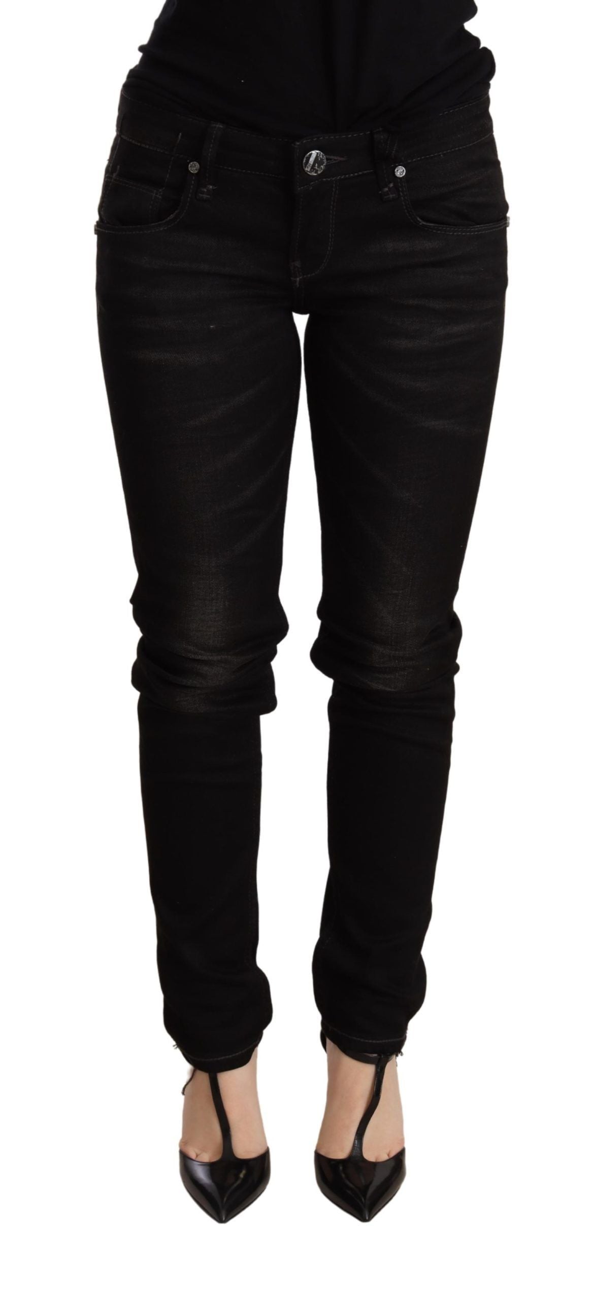 Denim skinny Acht Chic nero a vita bassa