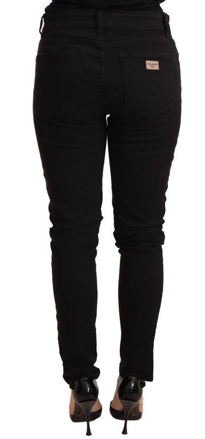 Dolce &amp; Gabbana Jeans eleganti slim fit in denim nero