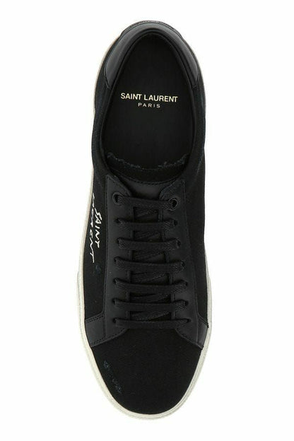 Saint Laurent Eleganti sneakers basse in tela e pelle nere