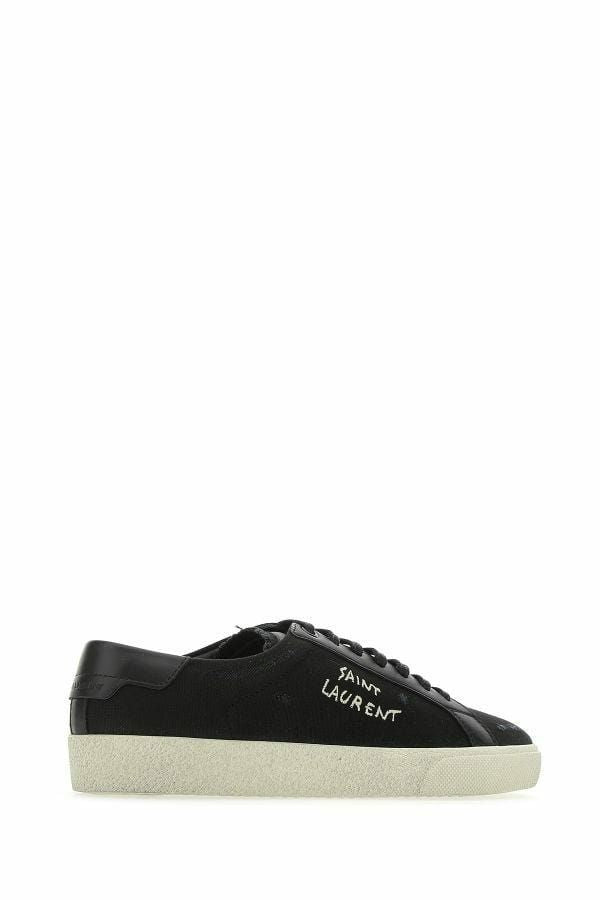 Saint Laurent Eleganti sneakers basse in tela e pelle nere