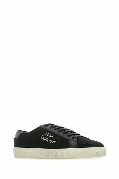 Saint Laurent Eleganti sneakers basse in tela e pelle nere