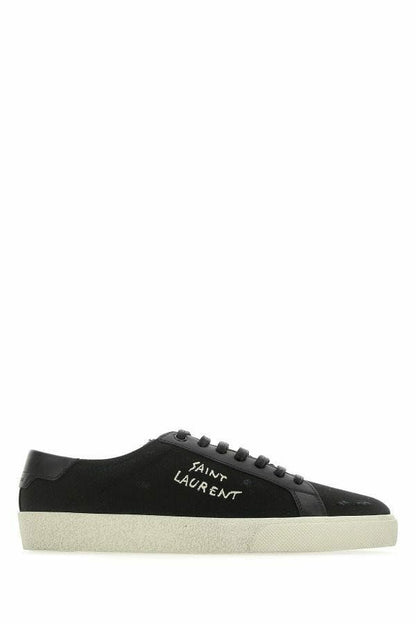 Saint Laurent Eleganti sneakers basse in tela e pelle nere