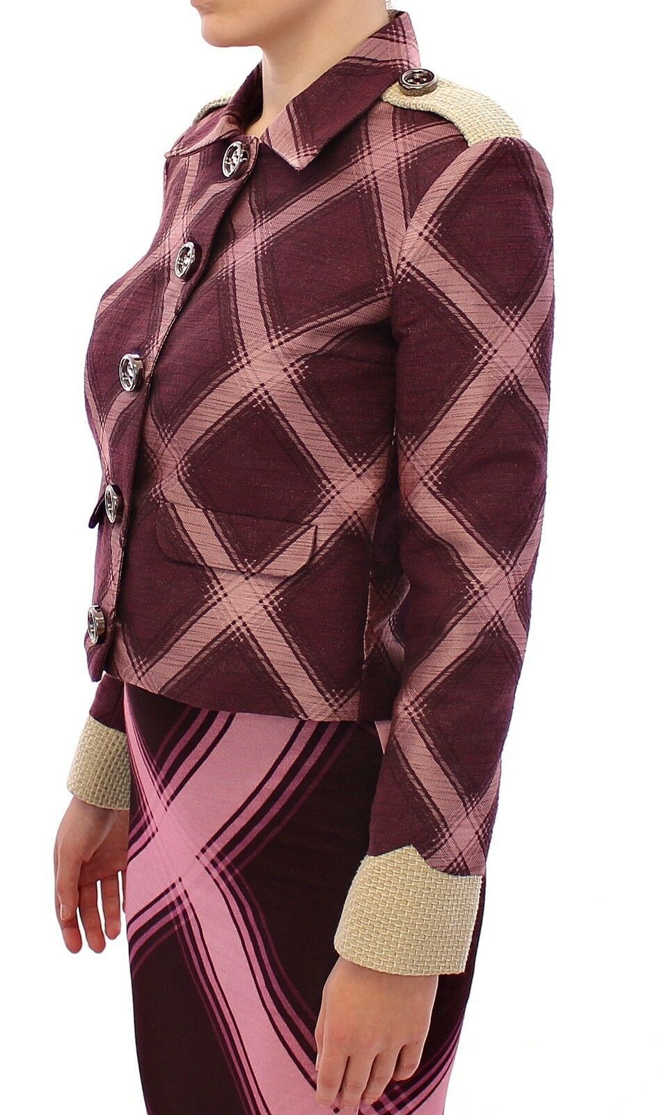 House of Holland Elegant Multicolor Check Print Jacket