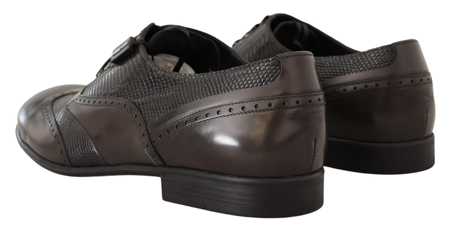 Dolce &amp; Gabbana Scarpe Oxford eleganti in pelle di lucertola marrone