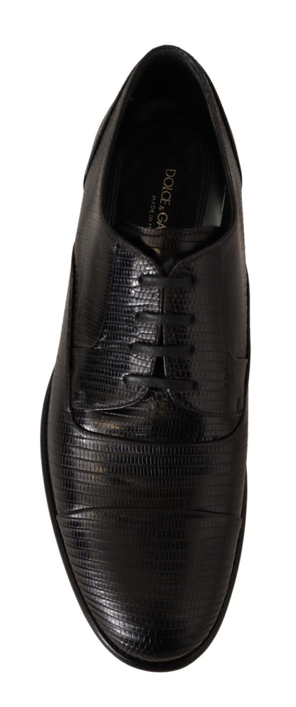 Dolce &amp; Gabbana eleganti scarpe derby in pelle di lucertola nera