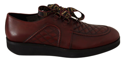 Dolce &amp; Gabbana Eleganti Scarpe Derby in Pelle Bordeaux