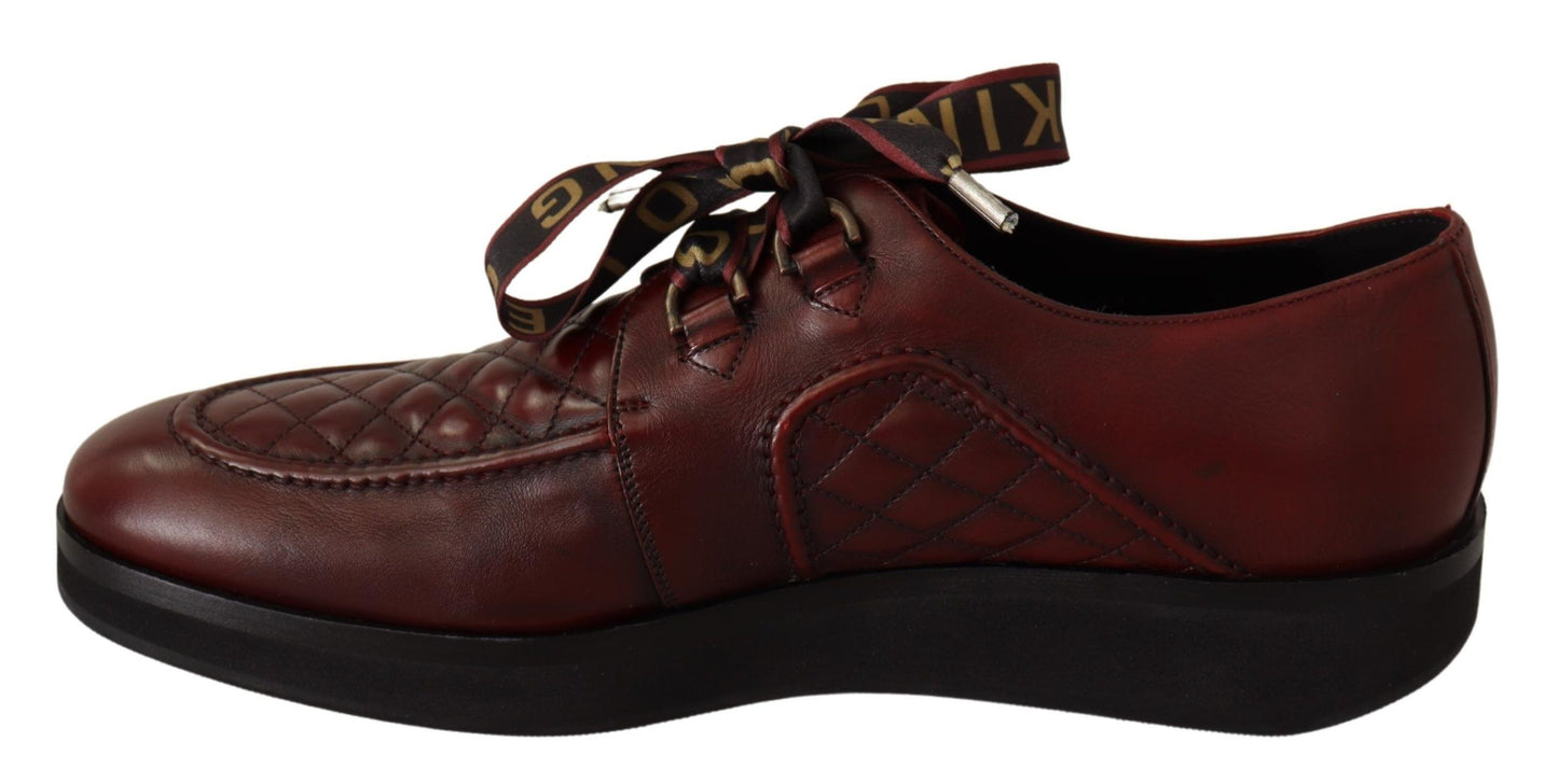 Dolce &amp; Gabbana Eleganti Scarpe Derby in Pelle Bordeaux