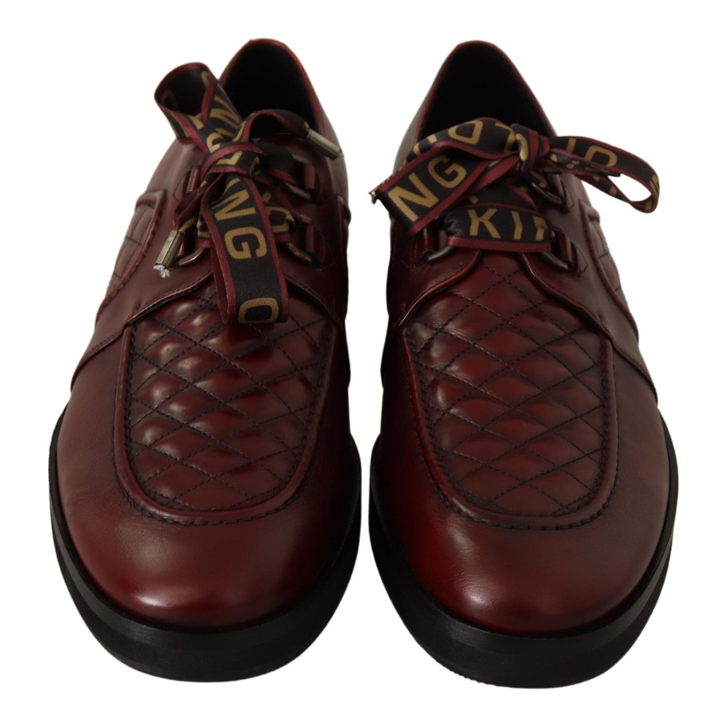 Dolce &amp; Gabbana Eleganti Scarpe Derby in Pelle Bordeaux