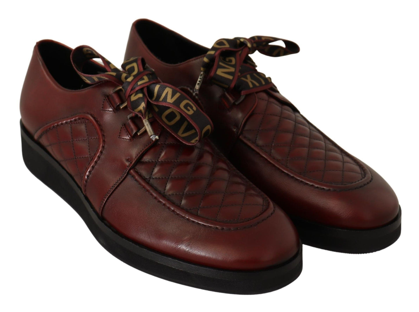 Dolce &amp; Gabbana Eleganti Scarpe Derby in Pelle Bordeaux