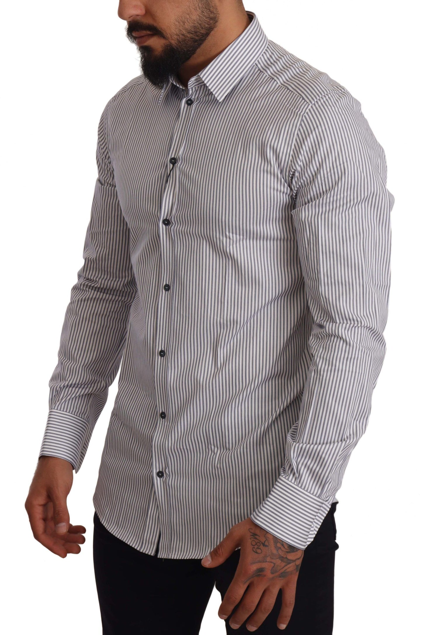 Dolce &amp; Gabbana Camicia elegante slim fit in cotone a righe