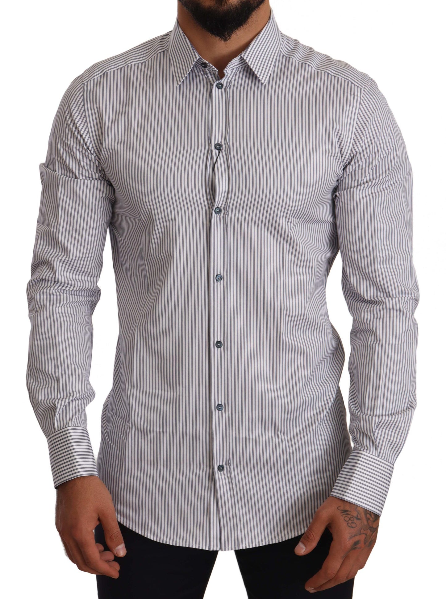 Dolce &amp; Gabbana Camicia elegante slim fit in cotone a righe