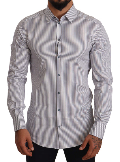 Dolce &amp; Gabbana Camicia elegante slim fit in cotone a righe