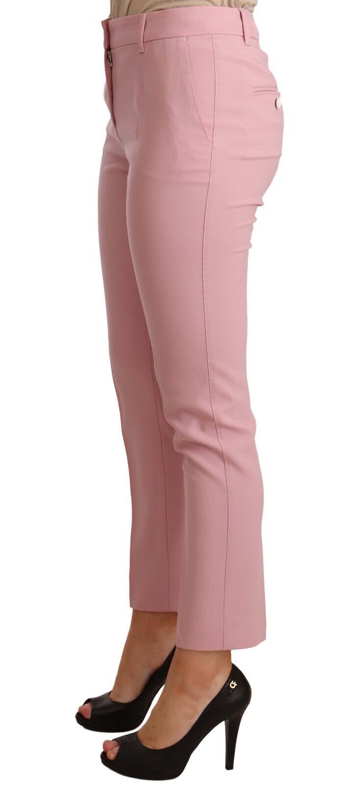 Pantaloni cropped eleganti di Dolce &amp; Gabbana in lana vergine rosa