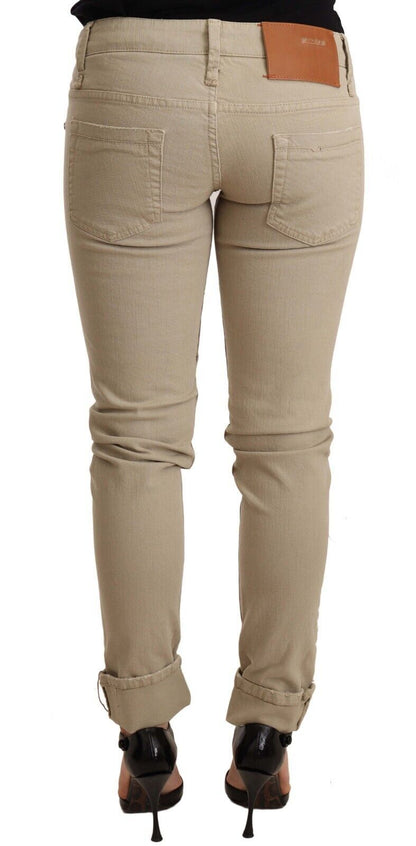 Jeans chic slim fit in cotone beige Acht