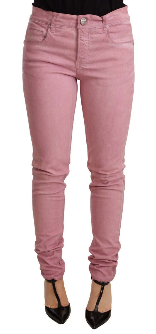 Jeans Acht eleganti slim fit in denim rosa