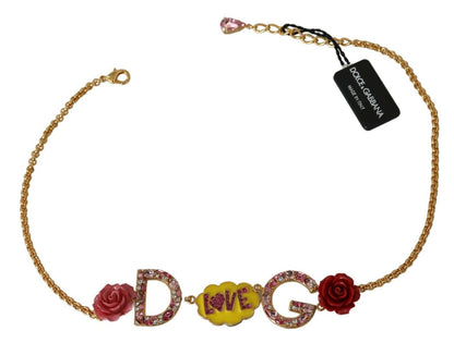 Dolce &amp; Gabbana Collana con ciondolo in cristallo dorato