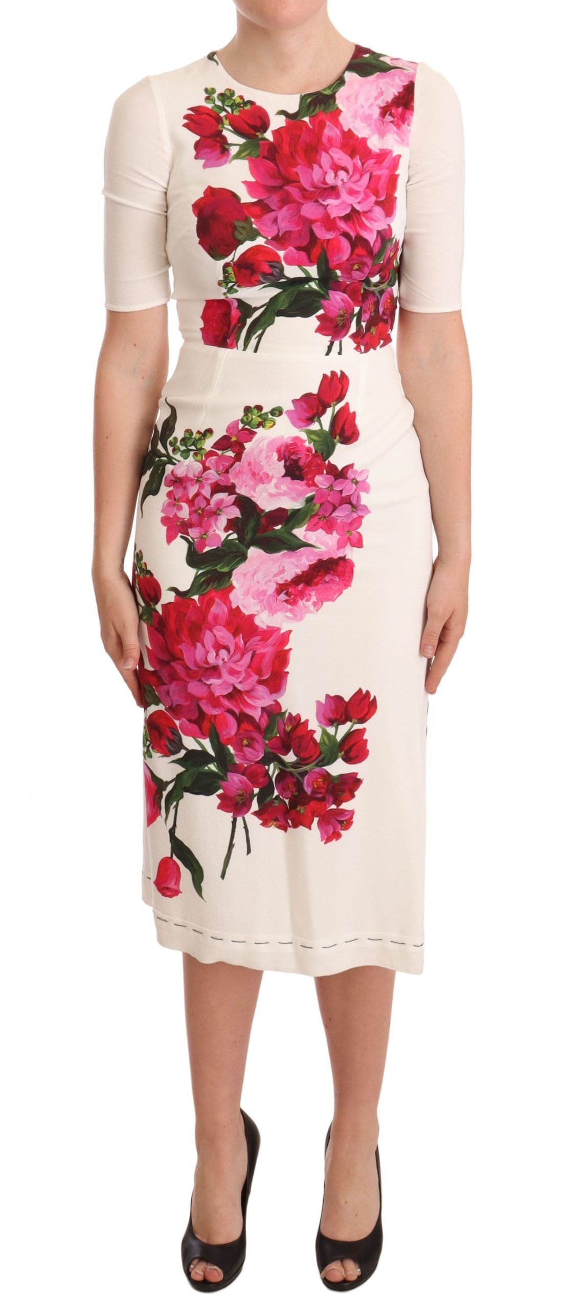 Dolce &amp; Gabbana elegante abito aderente midi floreale