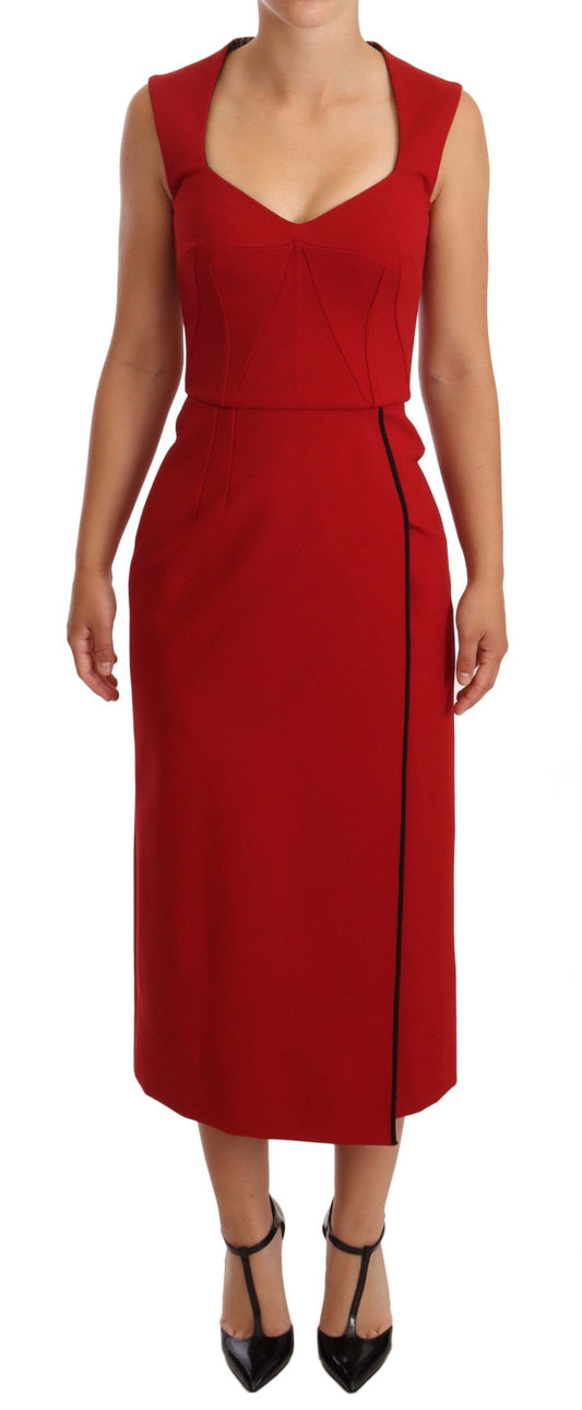 Dolce &amp; Gabbana elegante abito midi a cuore in rosso