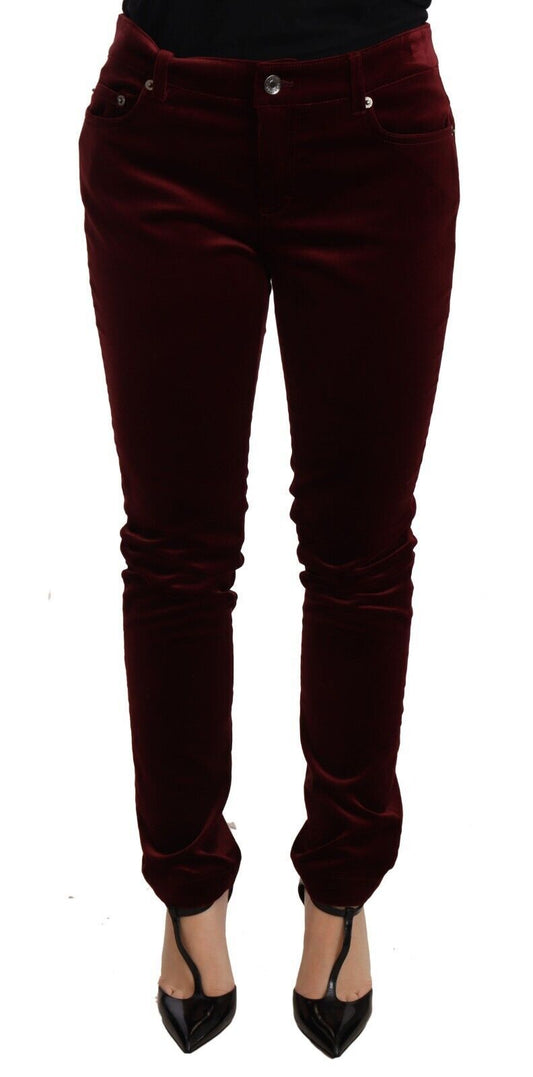 Dolce &amp; Gabbana Pantaloni skinny eleganti in velluto rosso