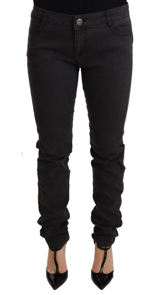 PINKO Chic denim nero skinny a vita media