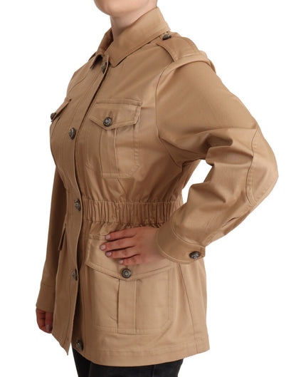 Cappotto abbottonato beige chic Dolce &amp; Gabbana con decorazioni