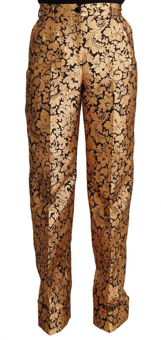 Pantaloni a vita alta in jacquard floreale elegante Dolce &amp; Gabbana