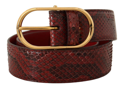 Dolce &amp; Gabbana Elegante cintura in pelle di serpente rossa