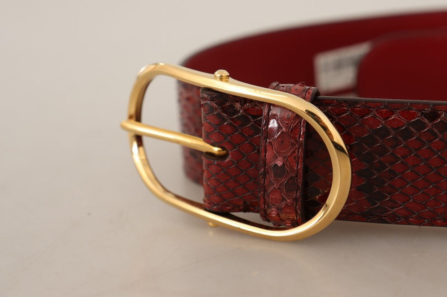 Dolce &amp; Gabbana Elegante cintura in pelle di serpente rossa