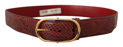 Dolce &amp; Gabbana Elegante cintura in pelle di serpente rossa