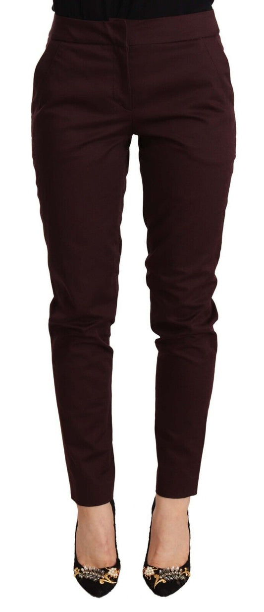 Pantaloni skinny slim fit Just Cavalli Maroon con dettaglio cerniera