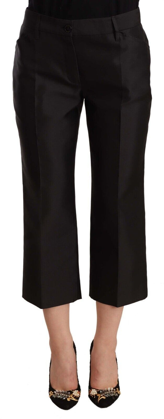 Pantaloni cropped in seta Chic Dolce &amp; Gabbana in nero senza tempo