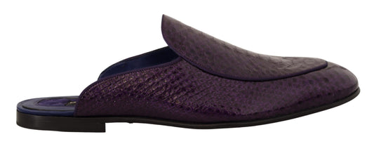 Dolce & Gabbana Purple Exotic Python Leather Slides